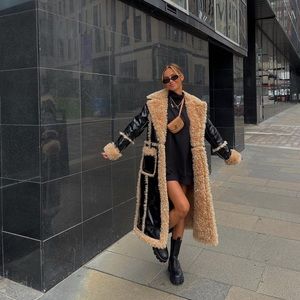 Missguided Black Faux Leather Maxi Aviator Coat